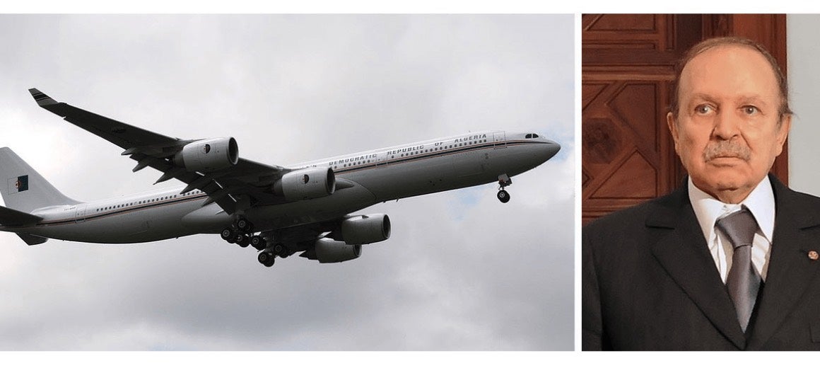 Abdelaziz Bouteflika featured alongside one of his private aircraft