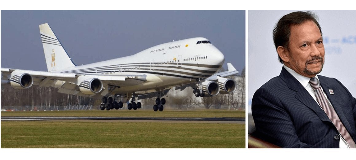 Hassanal Bolkiah featured alongside his private aircraft