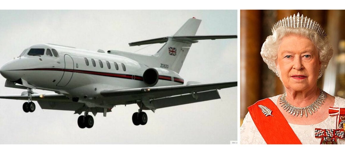 Queen Elizabeth II featured alongside her private aircraft