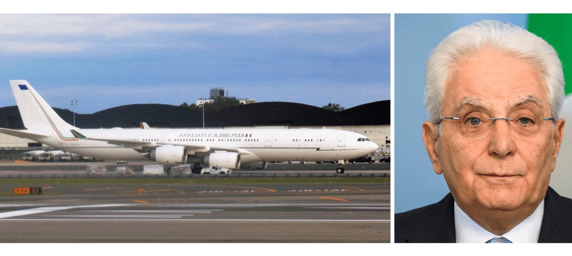 Sergio Mattarella featured alongside his private aircraft