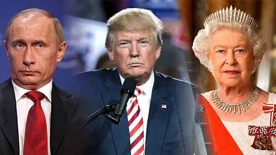 Vladimir Putin, Donald Trump and Queen Elizabeth II featured as world leaders