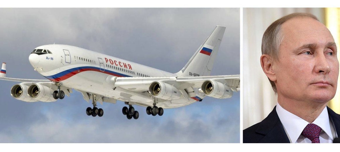 Vladimir Putin featured alongside his private aircraft