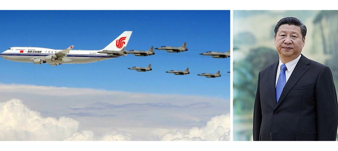 Xi Jinping alongside his private aircraft