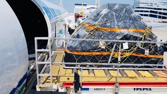 Flying vital PPE from China to India